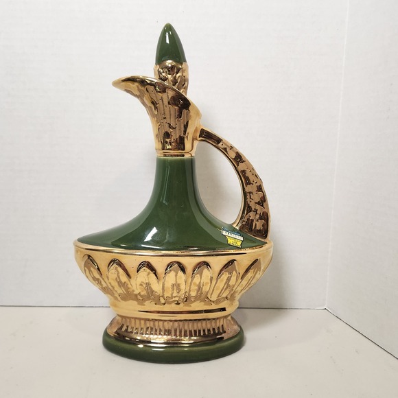 VTG 1967 Jim Beam Whiskey Decanter The Executive Series‎ Weeping Gold Green - Picture 6 of 11